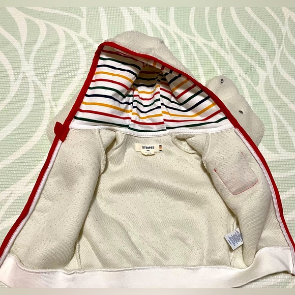 HBC Stripes 6-12 Months Faux Shearling Hooded Jacket with Foldover Cuffs - Picture 4 of 7